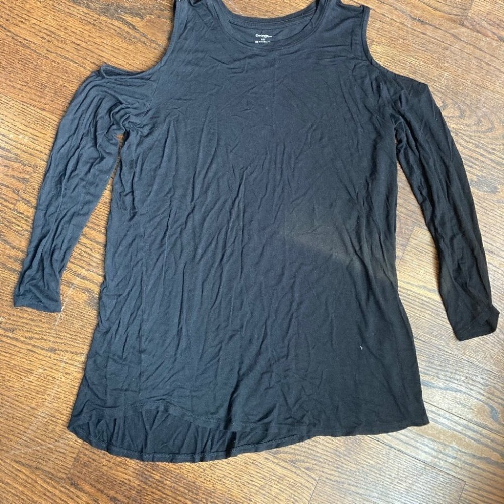 LARGE GEORGE PEEKABOO SHOULDER SWEATER TOP SIZE LARGE